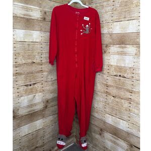 NICK & NORA FLEECE CAUSAL WARM SOCK MONKEY ONE PIECE SIZE MEDIUM